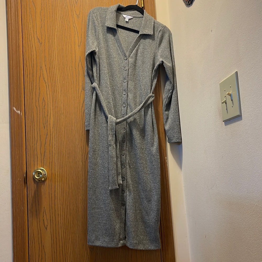 Brand new Long sleeve gray sweater dress. Size 10 aka M. Selling for $20